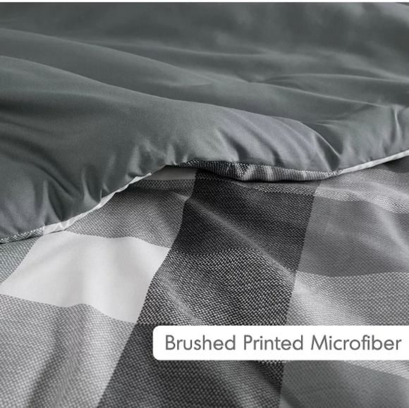 Design-3PC Jonah Plaid Check Print Comforter Set (King size/Blue) - Picture 5 of 10